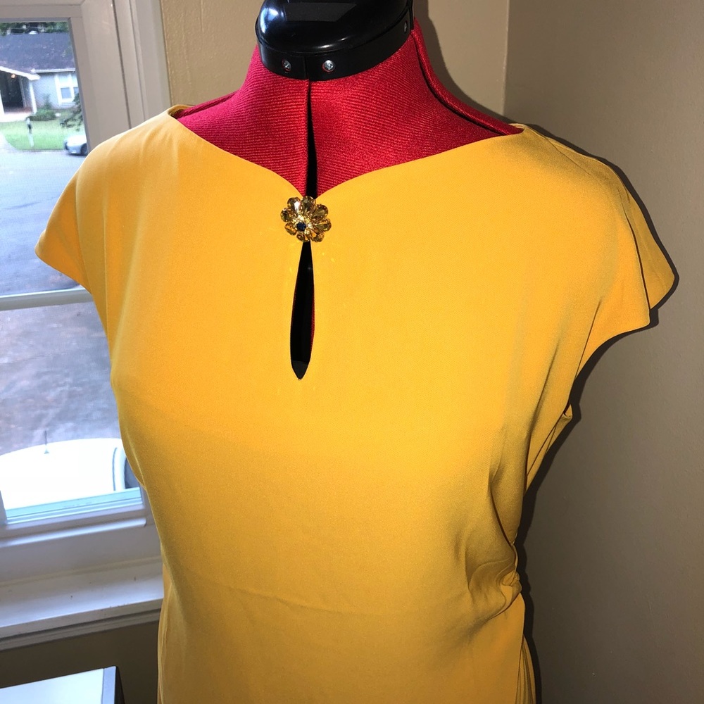 NWOT Canary Yellow Fitted Dress w/ Sparkle Accent